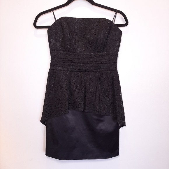 GUESS Dakota Lace Peplum Strapless Mini Dress - Picture 12 of 15